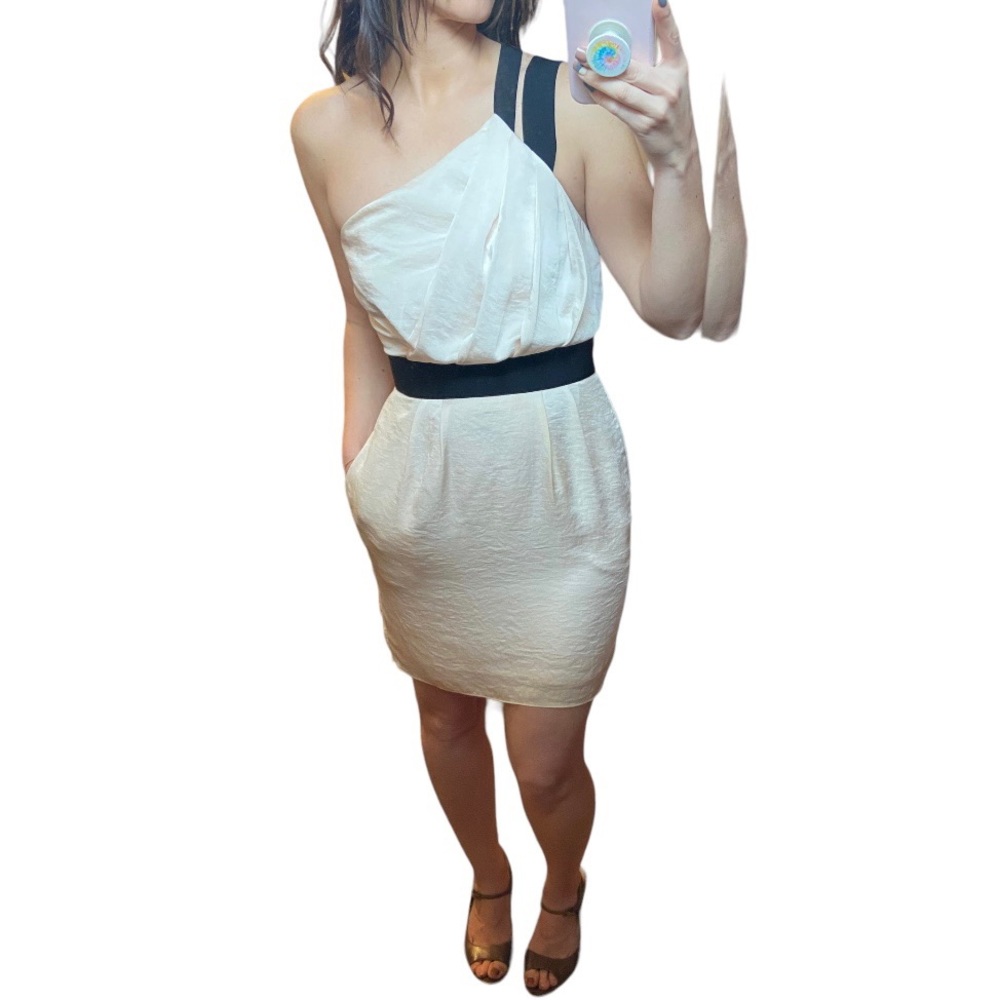 BCBG White One Shoulder Dress